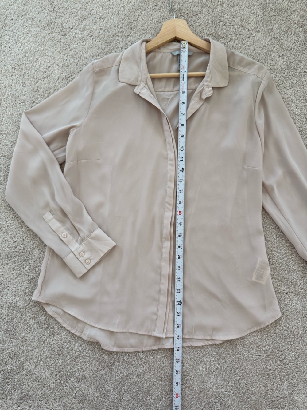 H&M Tan Long-Sleeve Button Front Blouse - Picture 3 of 7